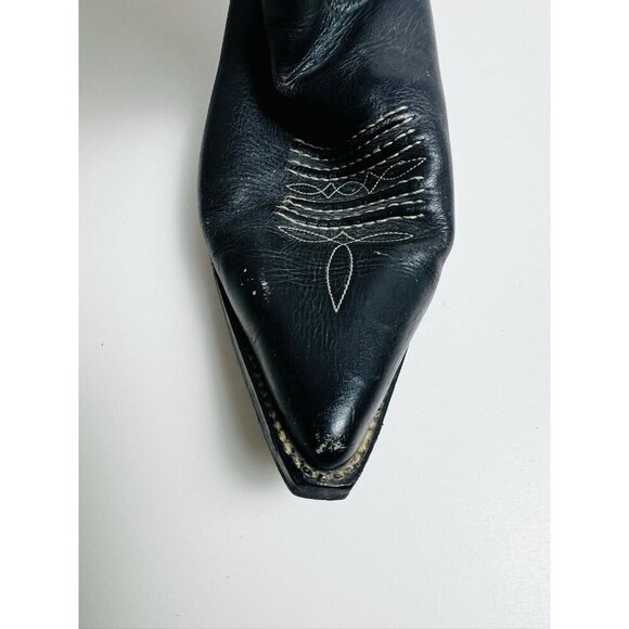 Mens Black Owings Vintage Cowboy Boots Leather Spain - Picture 3 of 10